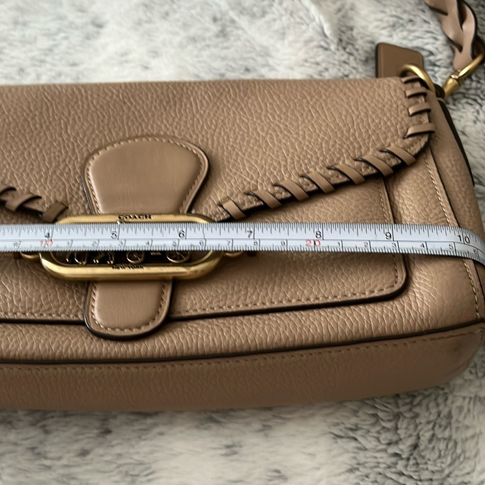 Coach Beige Leather Shoulder Bag with Gold Accents - Picture 14 of 15